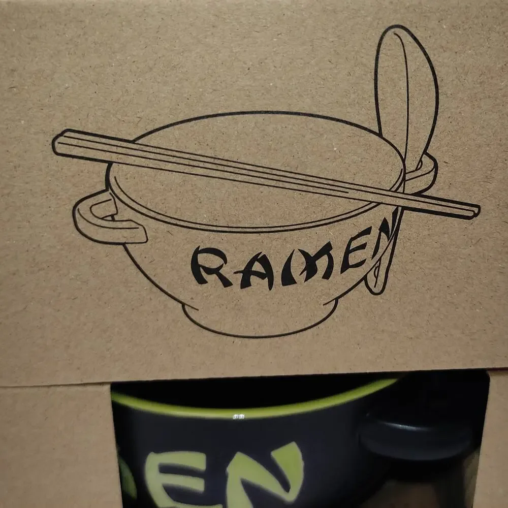World Market Japanese Ceramic Ramen Bowls + Utensils Set of 2